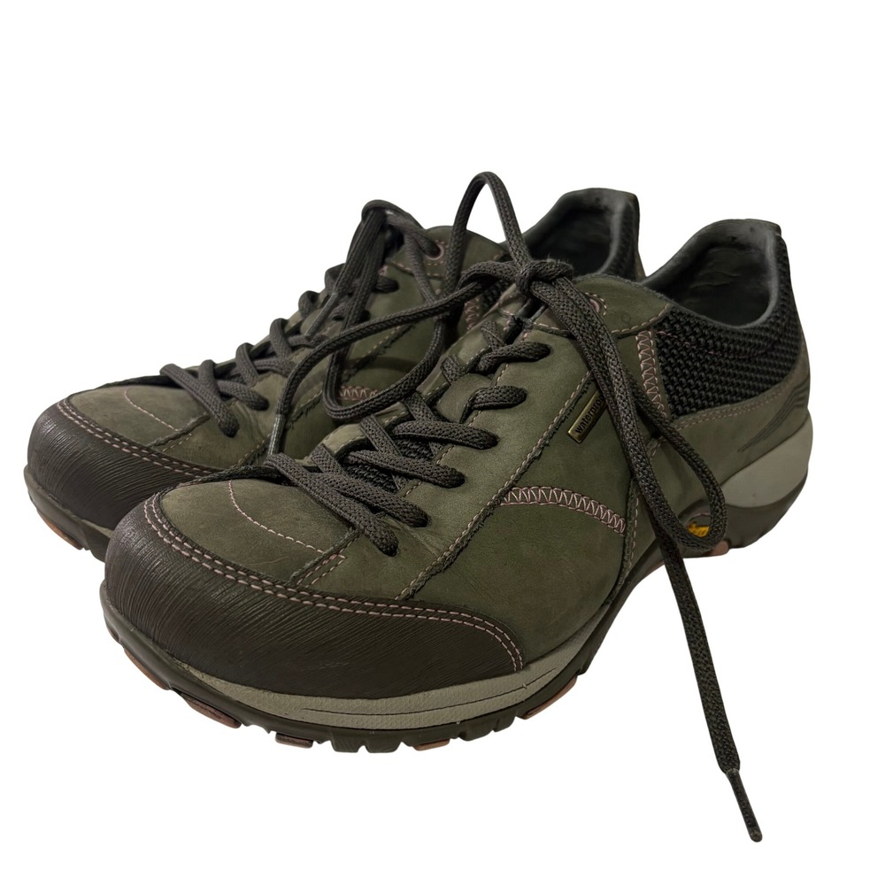 Dansko Paisley Waterproof Walking Shoes Olive Green Nubuck Vibram 39 US 8.5-9